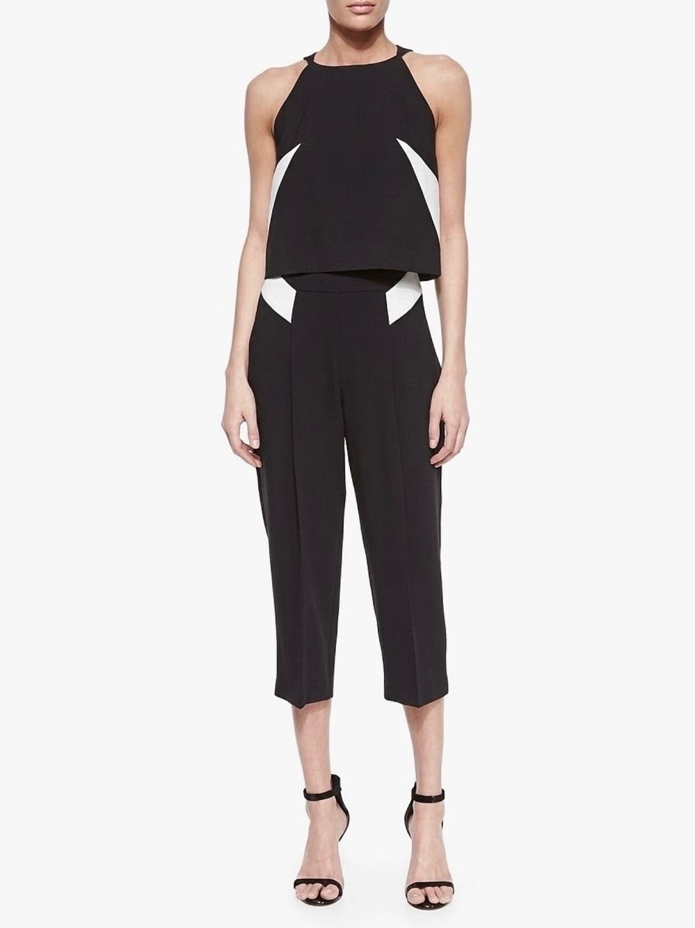 MILLY Origami High Rise Cropped Pleated Dress Pant in Black - Women's Size 8